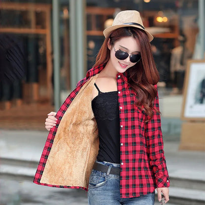 Women Thicke Plaid Shirt stylish Jacket