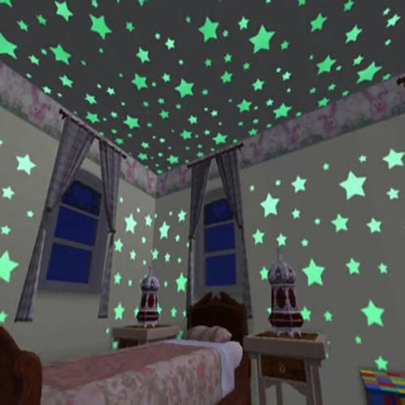 3D Stars Glow In The Dark Wall Stickers