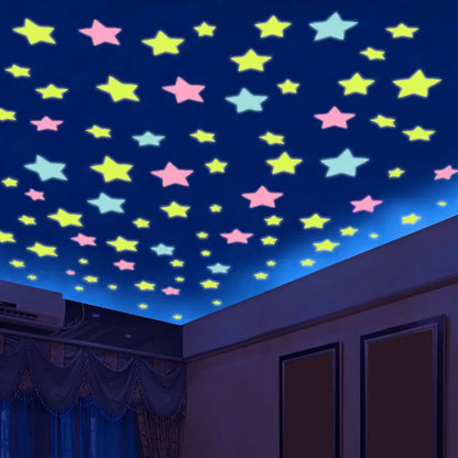 3D Stars Glow In The Dark Wall Stickers