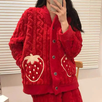 Women Winter Coral Fleece Pajama Sets