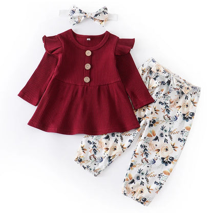 3Pcs Autumn Baby Girl Clothes Sets