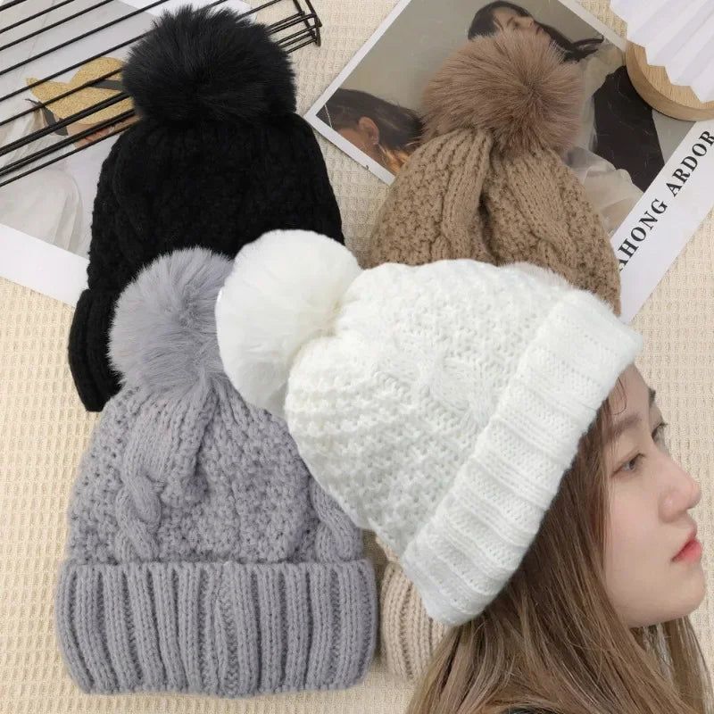 Women's Winter Plush Wool Knitted Hat