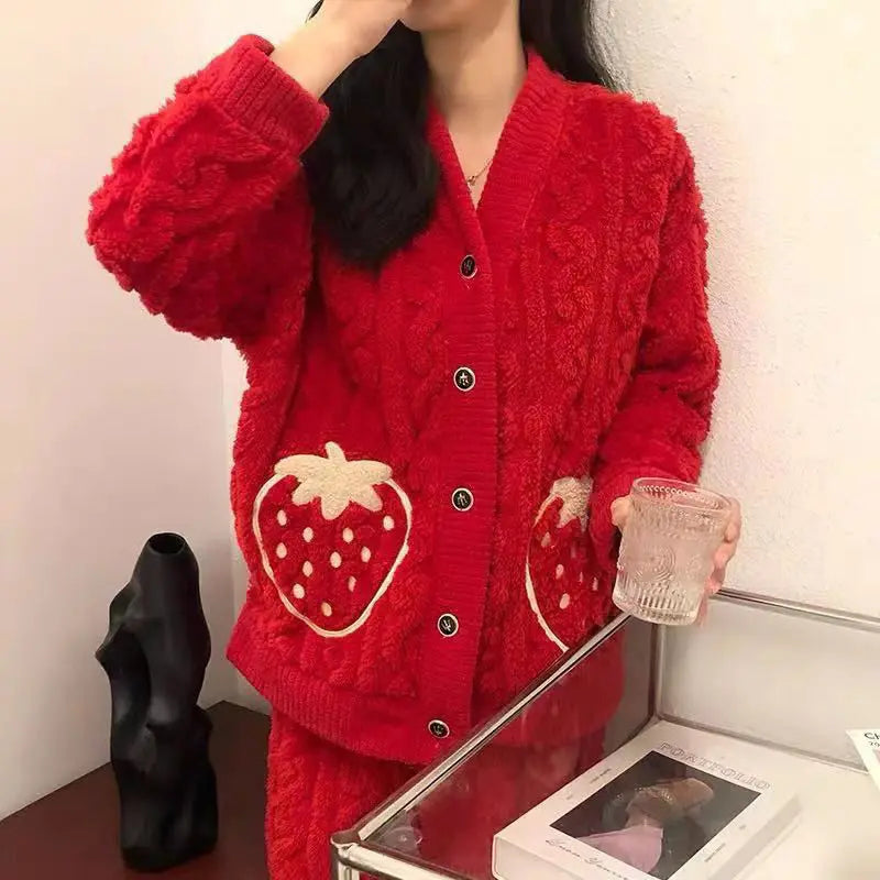 Women Winter Coral Fleece Pajama Sets