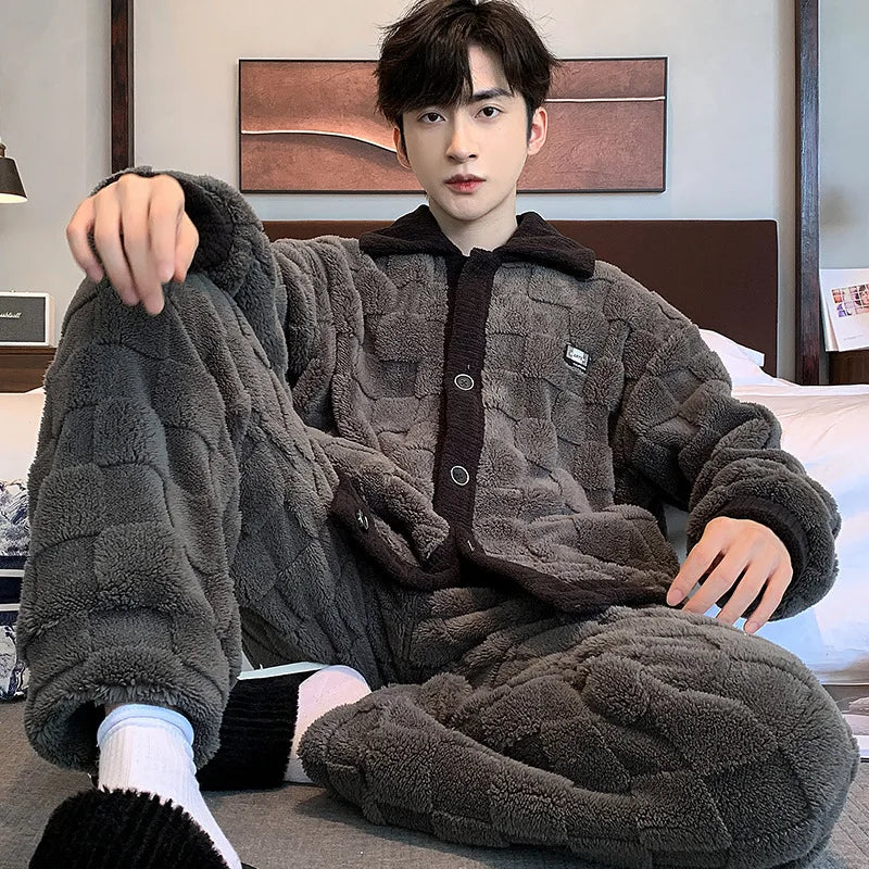 Men's Winter Pajamas Sleepwear Set