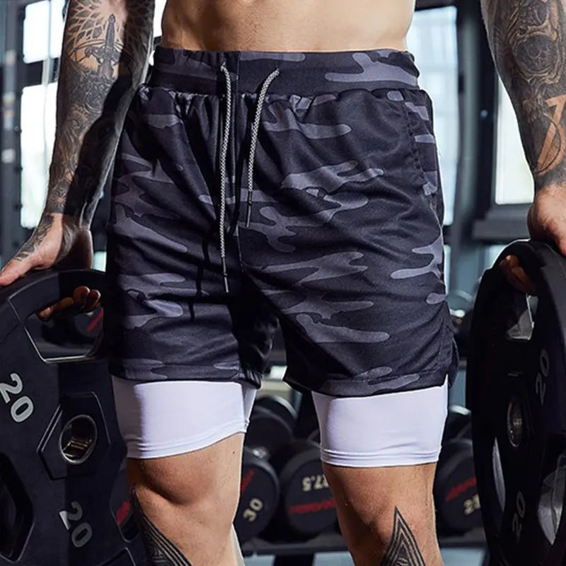 Men Sportswear Double-deck Running Shorts