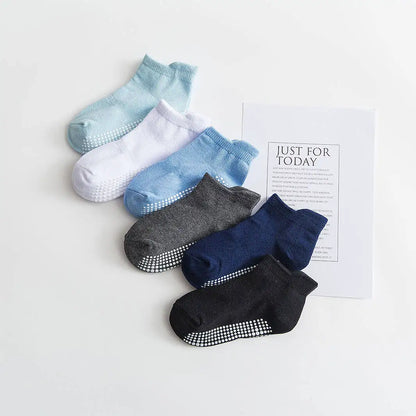 Cotton Children's Anti-slip Boat Socks 6pack