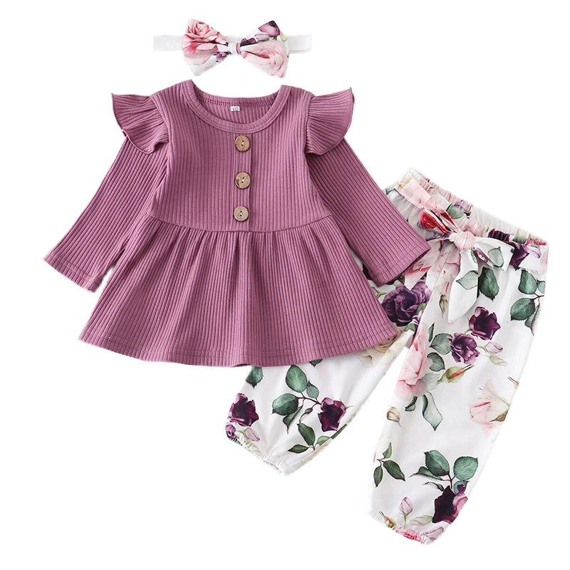 3Pcs Autumn Baby Girl Clothes Sets