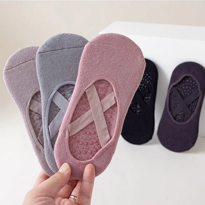 1Pair Professional Women Yoga Socks Silicone Anti-slip Ballet Pilates Socks Women Backless Breathable Bandage Dance Sports Socks