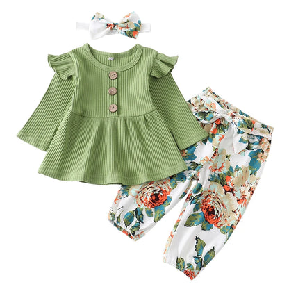 3Pcs Autumn Baby Girl Clothes Sets