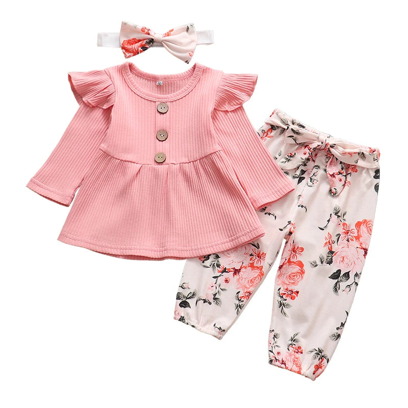 3Pcs Autumn Baby Girl Clothes Sets